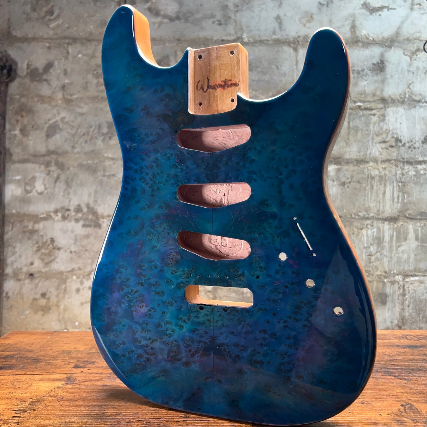 Warmtone CG SSS Strat Style Guitar Body Flamed Maple "Blue N Purple”
