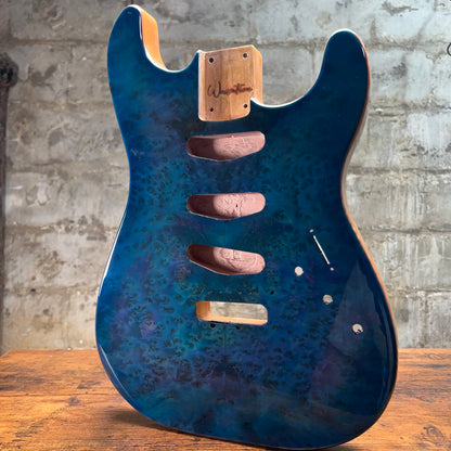 Warmtone CG SSS Strat Style Guitar Body Flamed Maple "Blue N Purple”