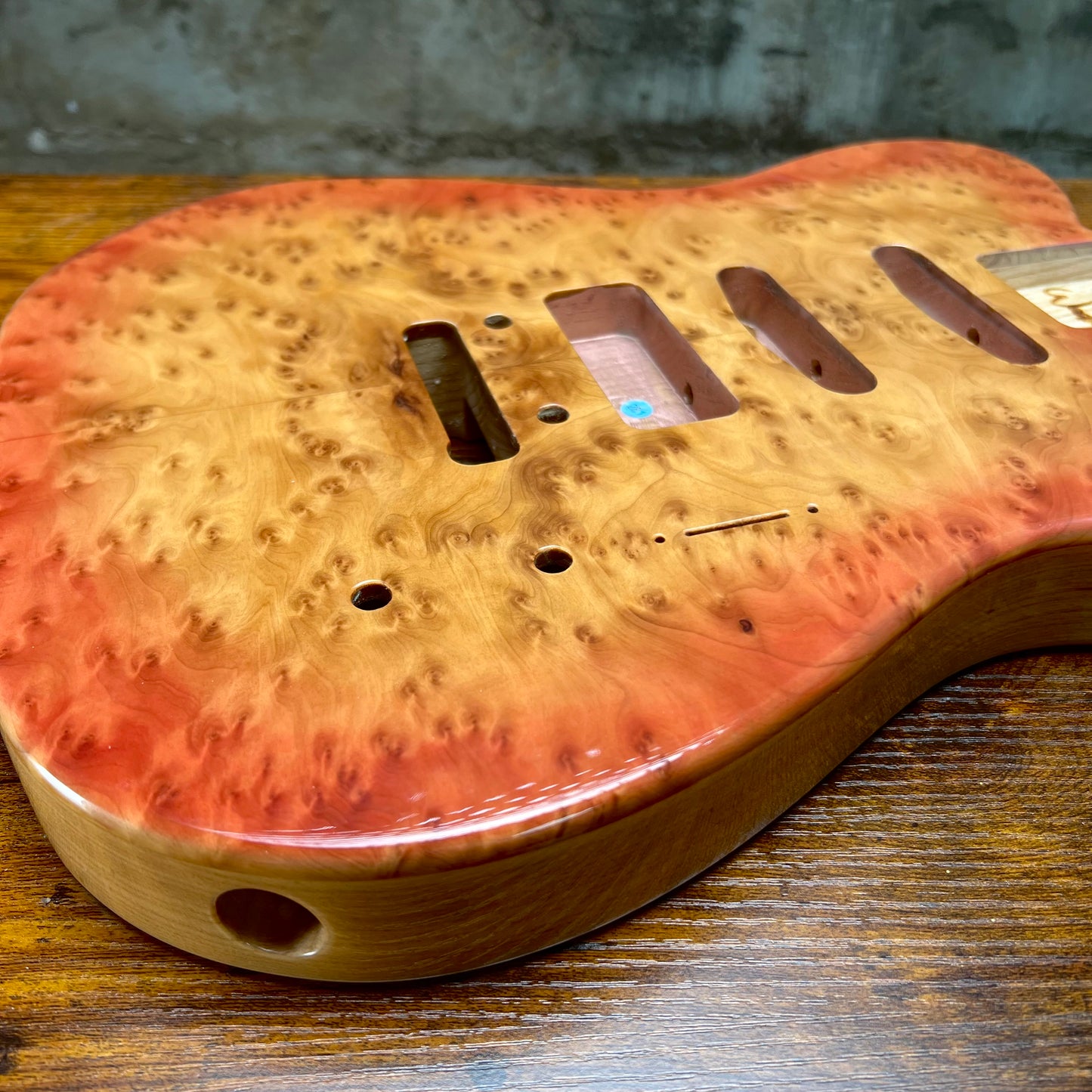 Warmtone CG Burl Telecaster Guitar Body "Leopard” P90