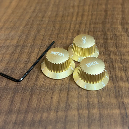 Warmtone CG Anodized Aluminum Strat Knob Set “Gold” Set Screw