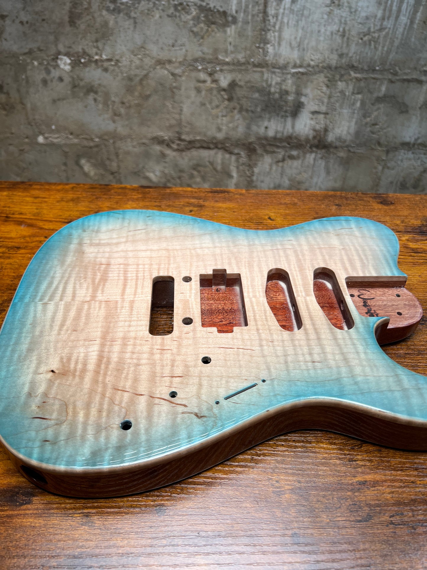 Warmtone CG 5a Flamed Maple Telecaster Guitar Body "Caribbean Burst”