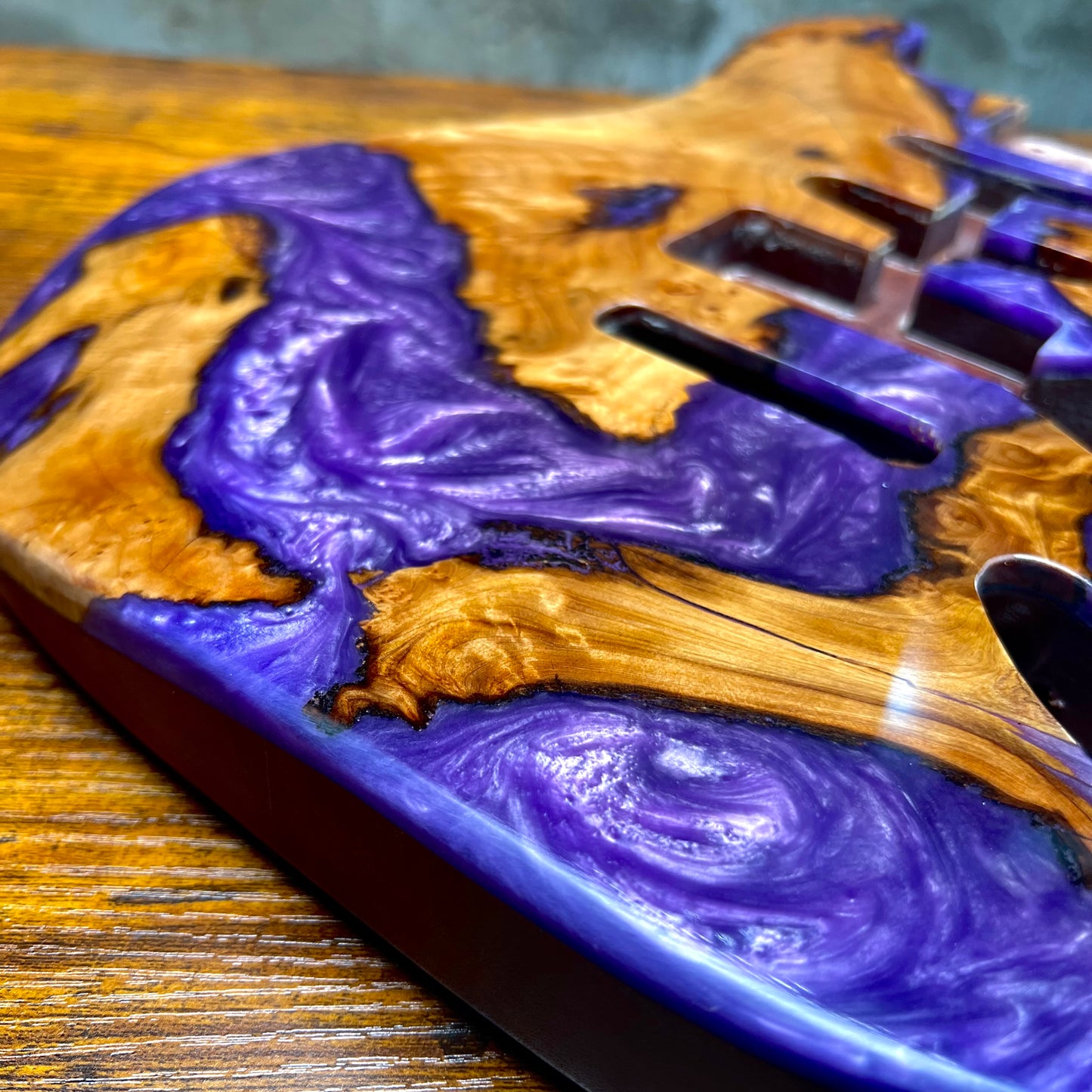 Warmtone Custom Guitars Strat Guitar Body “Purple Swirl” Resin Pour