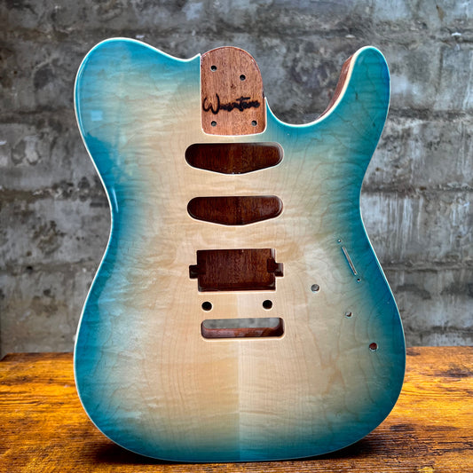Warmtone CG Flamed Maple Telecaster Guitar Body "Caribbean Burst” #261