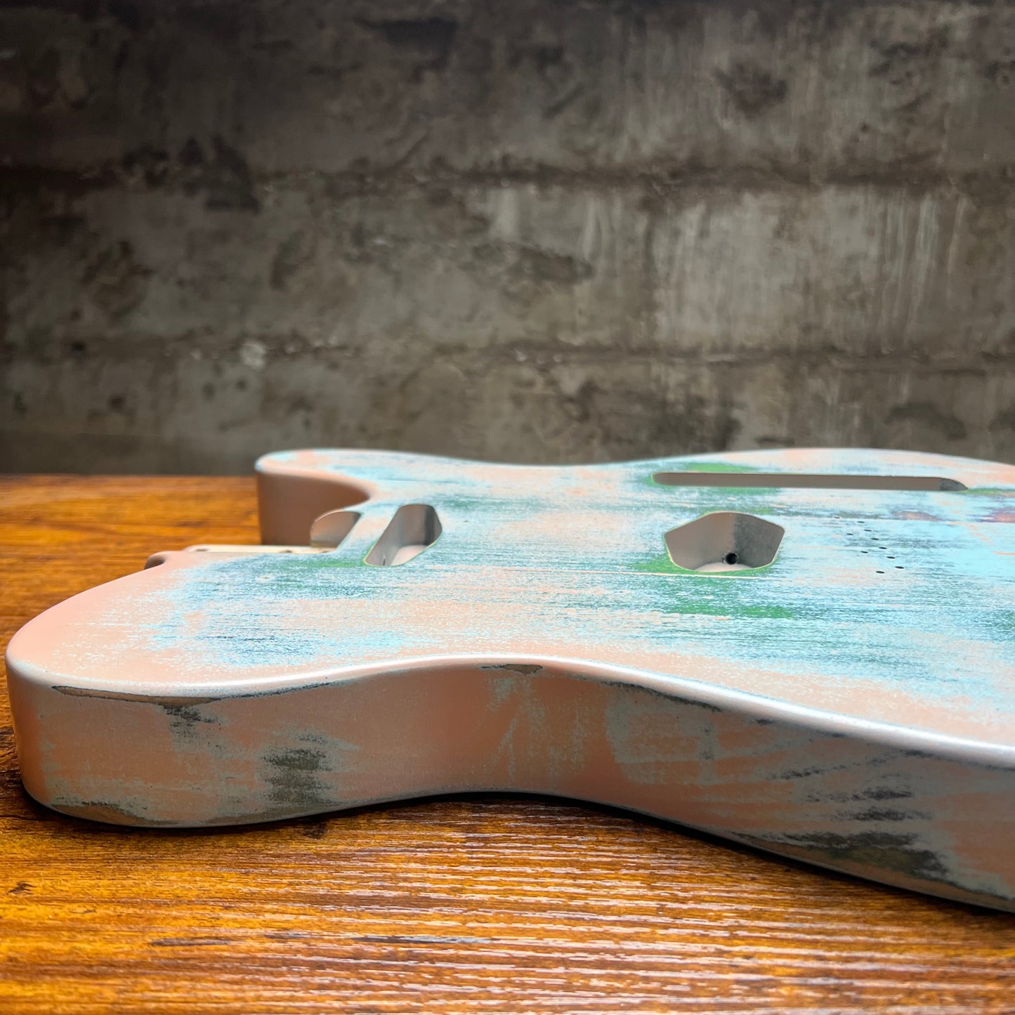 Warmtone Custom Guitars Relic Tele Style Guitar Body “Pink Grass”