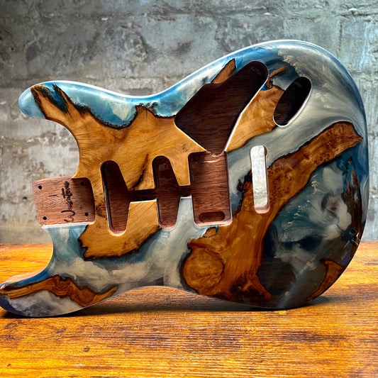 Warmtone Custom Guitars Strat Guitar Body “Lake Placid” Resin Pour