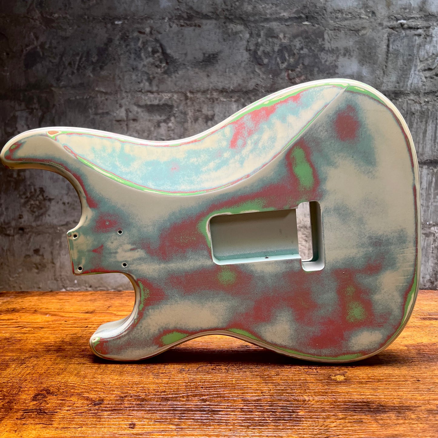 Warmtone CG Strat Style Guitar Body Relic "Clouds” Nitro 1 Pc Alder 4lbs