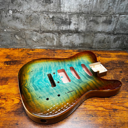 Warmtone CG Flamed Maple Tele Guitar Body "Brown Burst” P90 Gloss