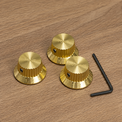 Warmtone Custom Guitars Finished Brass Strat Style Knobs Set Screw