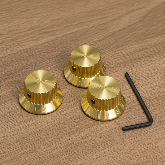 Warmtone Custom Guitars Finished Brass Strat Style Knobs Set Screw