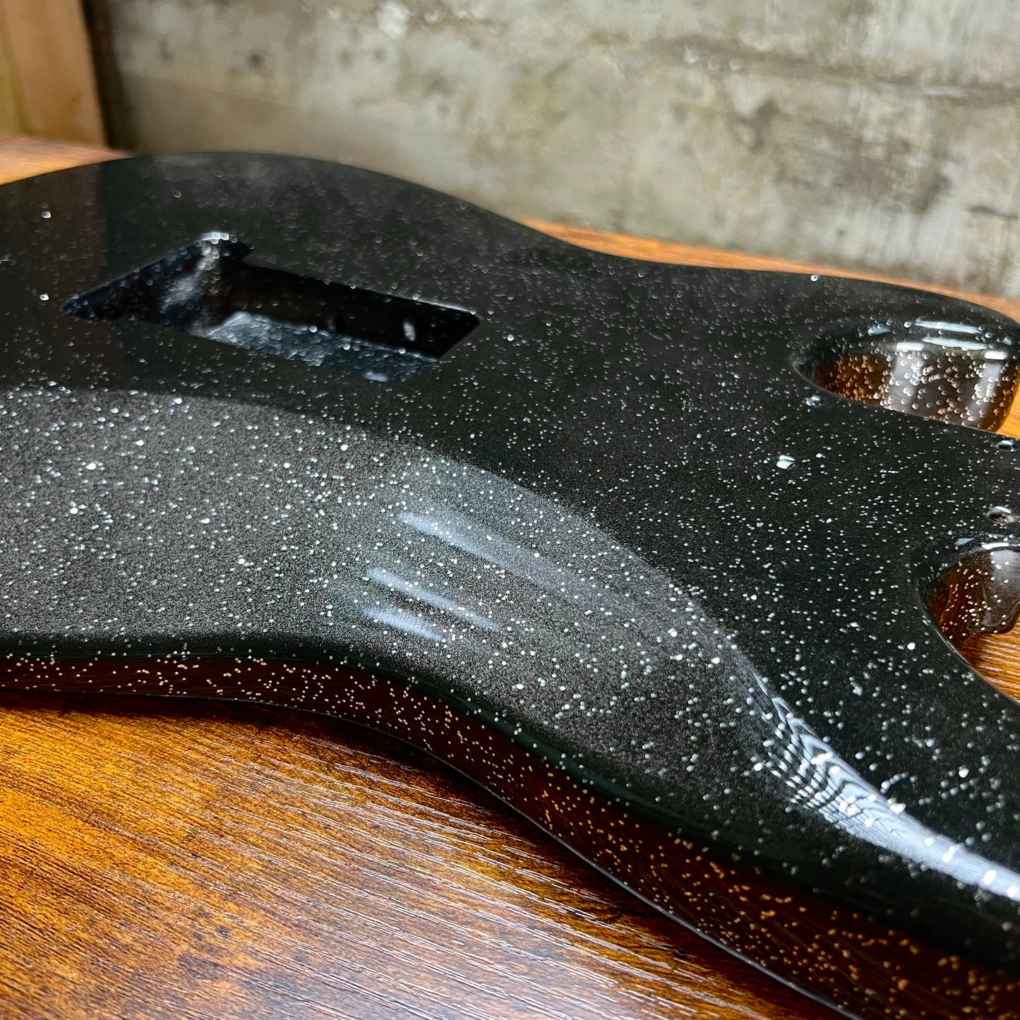 Warmtone Custom Guitars Strat Guitar Body Black Sparkle “Stars”