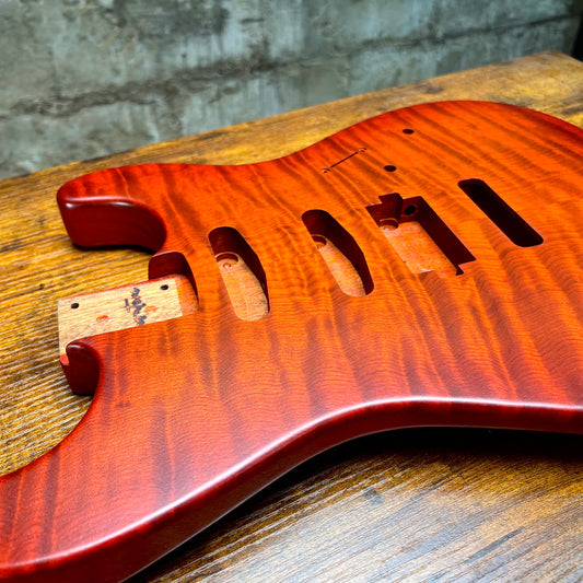 Warmtone CG Hss Strat Style Guitar Body Flamed Maple “Eclipse” 4.1lbs