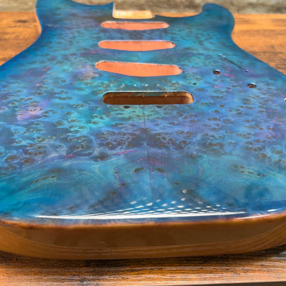 Warmtone CG SSS Strat Style Guitar Body Flamed Maple "Blue N Purple”