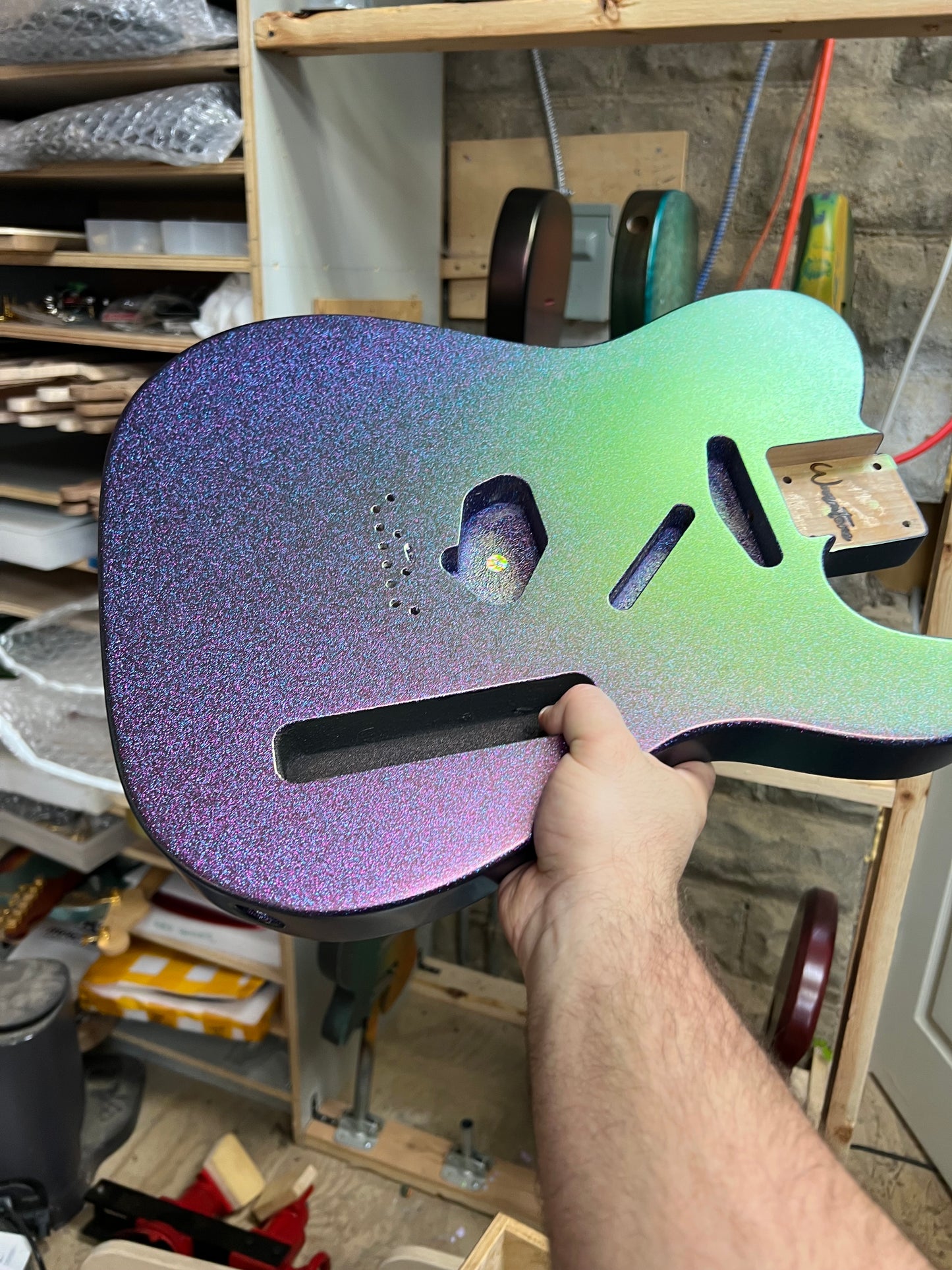 Warmtone CG COLORSHIFT Alder Tele Guitar Body "Blueberry Shift" 5.10lbs