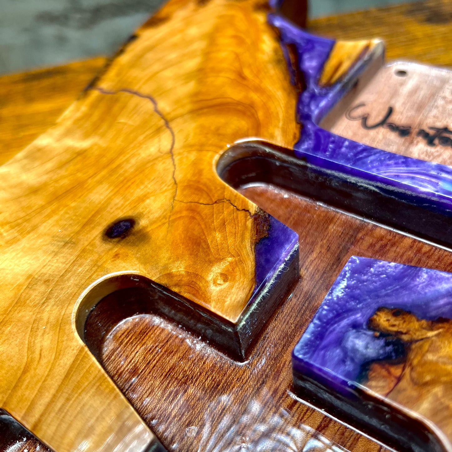 Warmtone Custom Guitars Strat Guitar Body “Purple Swirl” Resin Pour