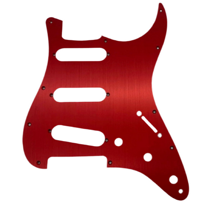 Red SILVER ANODIZED ALUMINUM Pickguard for  SSS Strat 11 hole