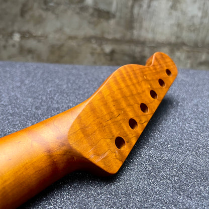 Golden Brown Roasted Flamed Maple Tele Style Neck #42