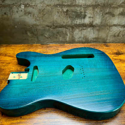 Warmtone Custom Guitars Tele Guitar Body “Coral Blue” 2 Pc Ash