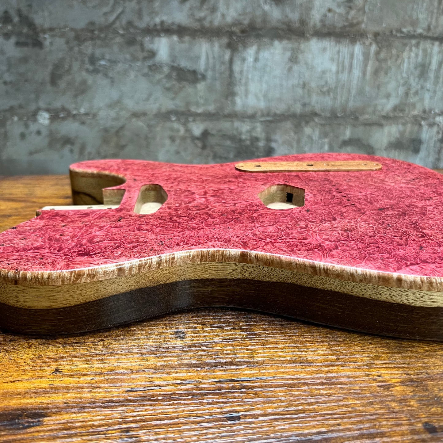 Warmtone CG Tele Guitar Body “Ruby Diamond” Maple Burl/Limba