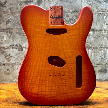 Warmtone CG Flamed Maple Telecaster Guitar Body "Amber Burst” 4.8lbs