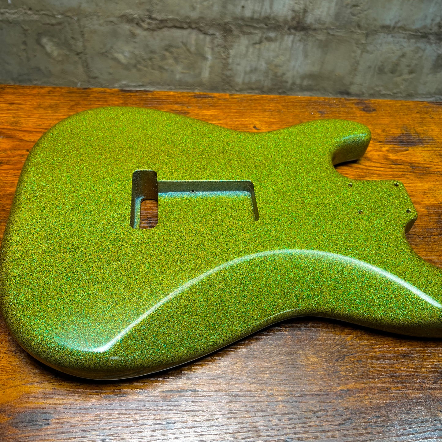 Warmtone Custom Guitars SSS Strat Guitar Body “Green Sparkle” Alder #243