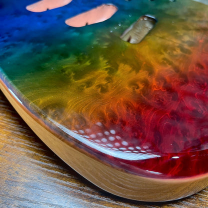 Warmtone CG SSS Strat Style Guitar Body Burl Rainbow “Sunset” 4.5lbs