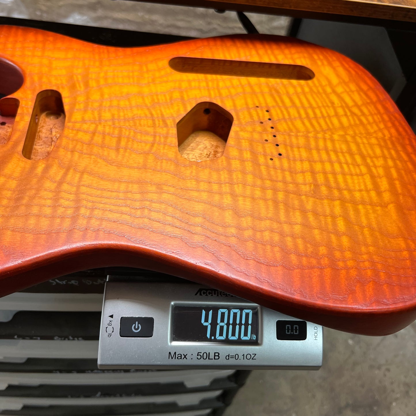 Warmtone CG Flamed Maple Telecaster Guitar Body "Amber Burst” 4.8lbs