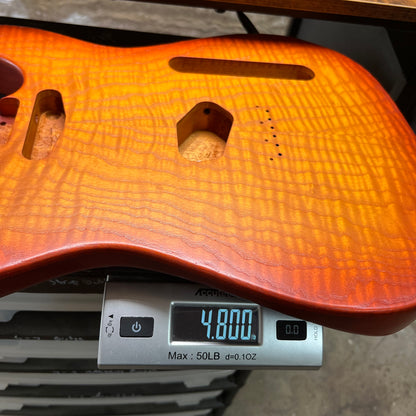 Warmtone CG Flamed Maple Telecaster Guitar Body "Amber Burst” 4.8lbs