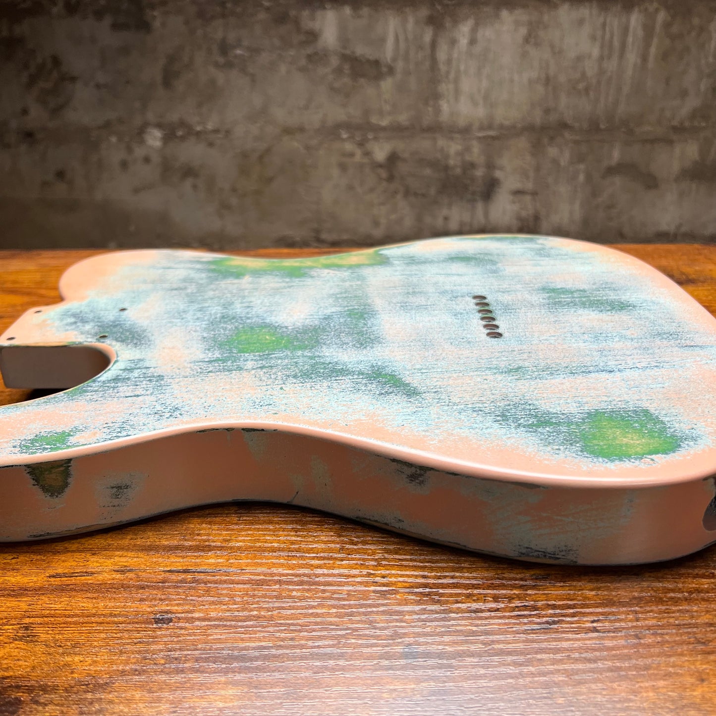 Warmtone Custom Guitars Relic Tele Style Guitar Body “Pink Grass”