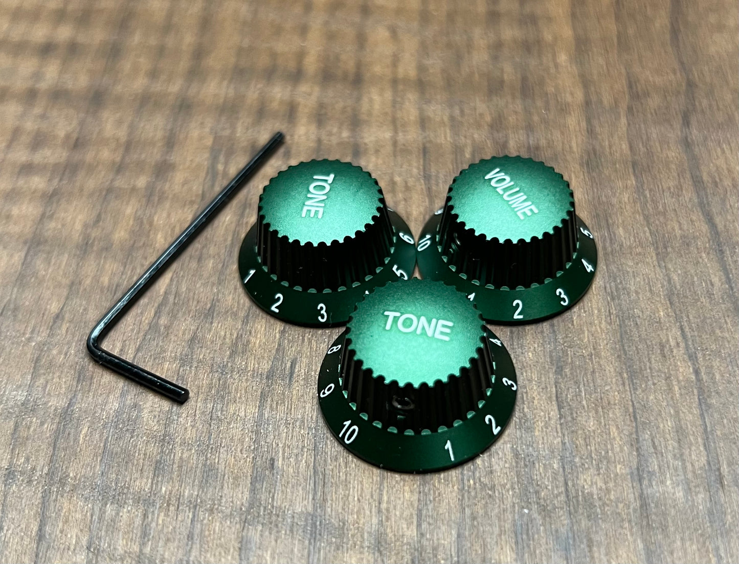 Warmtone CG Anodized Aluminum Strat Knob Set “Midnight Green”