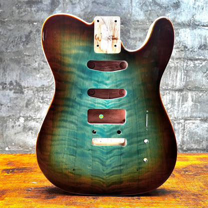 Warmtone CG Flamed Maple Tele Guitar Body "Brown Burst” P90 Gloss