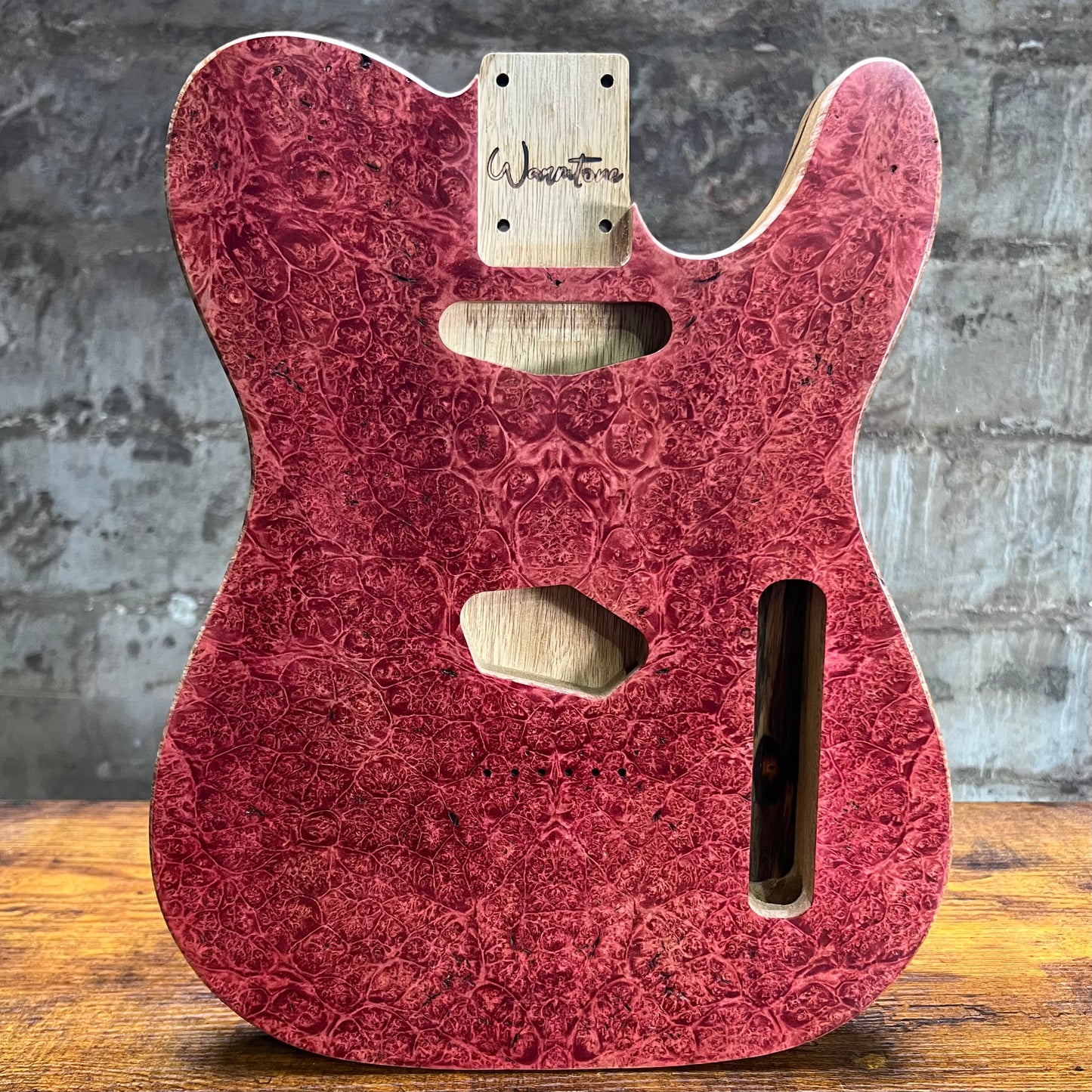Warmtone CG Tele Guitar Body “Ruby Diamond” Maple Burl/Limba
