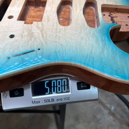 Warmtone CG Flamed Maple Telecaster Guitar Body "Caribbean Burst” #261