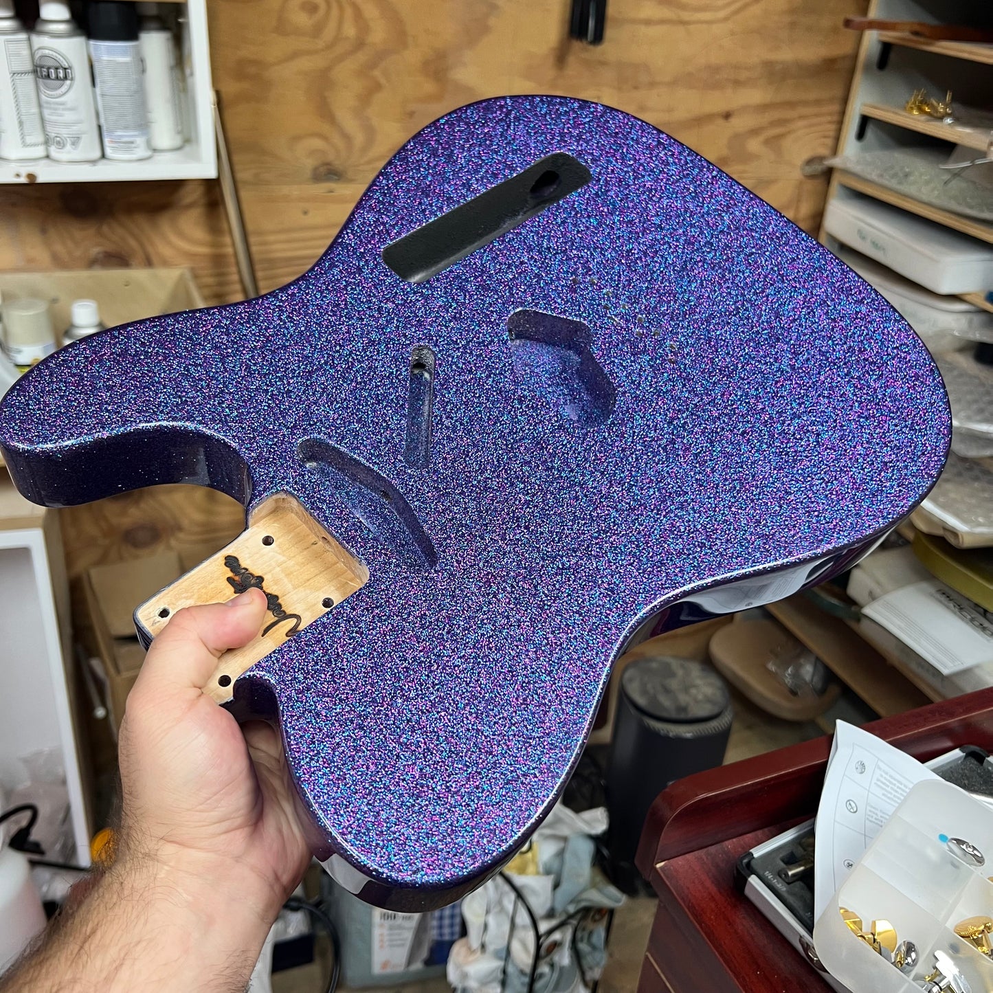 Warmtone Custom Guitars Alder Tele Guitar Body "Blueberry Sparkle"