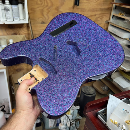 Warmtone Custom Guitars Alder Tele Guitar Body "Blueberry Sparkle"
