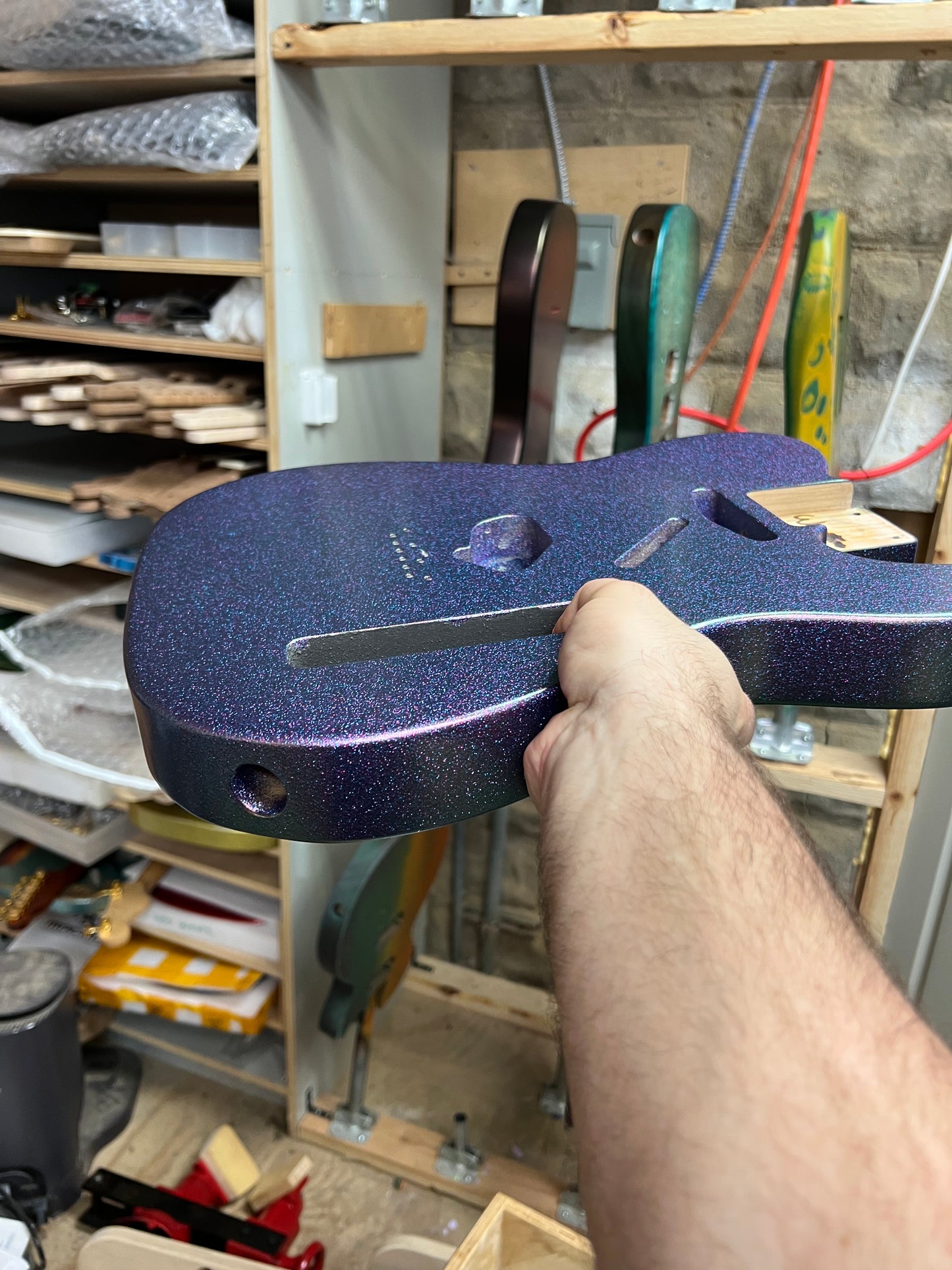 Warmtone CG COLORSHIFT Alder Tele Guitar Body "Blueberry Shift" 5.10lbs