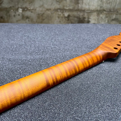 Golden Brown Roasted Flamed Maple Tele Style Neck #42