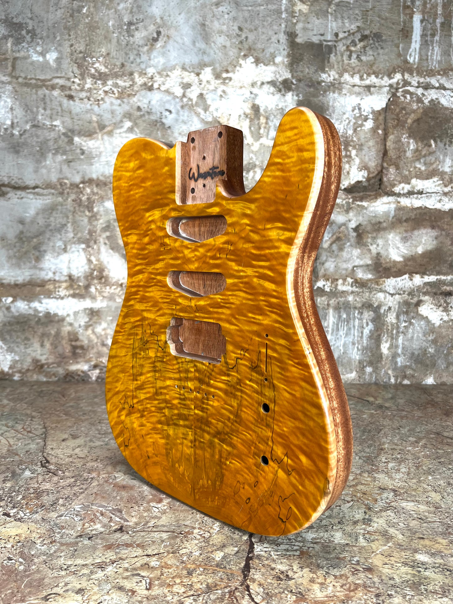 Warmtone Custom Guitars Tele Style Guitar Body “Golden Eagle" Spalted Quilt Maple