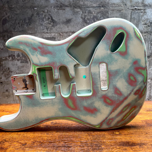 Warmtone CG Strat Style Guitar Body Relic "Clouds” Nitro 1 Pc Alder 4lbs