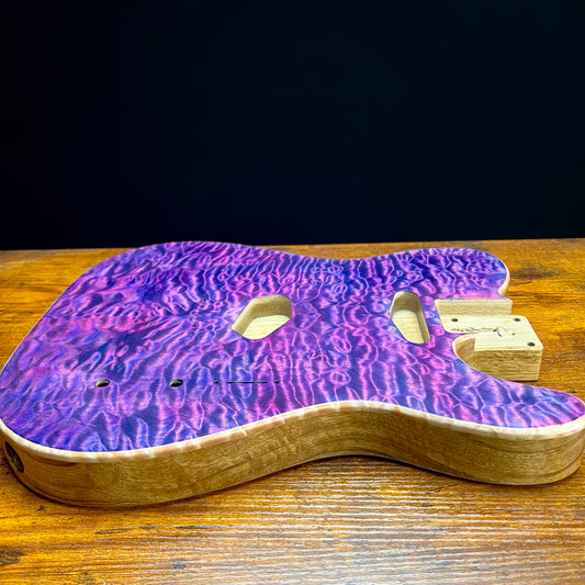 Warmtone CG Tele Guitar Body “Purple Waves” Quilt Maple/Limba