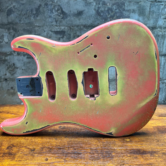 Warmtone CG Hss Strat Style Guitar Body Relic "Faded Pink” Nitro 4.2lbs