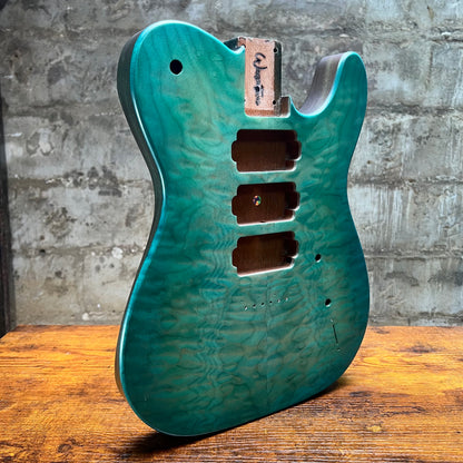 Warmtone CG HHH Flamed Maple Telecaster Guitar Body "Lagoon” #260 4.6lbs