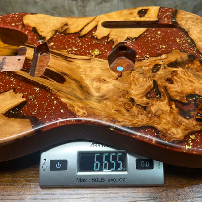 Warmtone Custom Guitars Burl Epoxy Resin Tele Body “Redd”#239