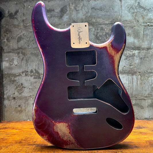Warmtone CG HSH Strat Style Guitar Body Relic "Purple Bash” Nitro