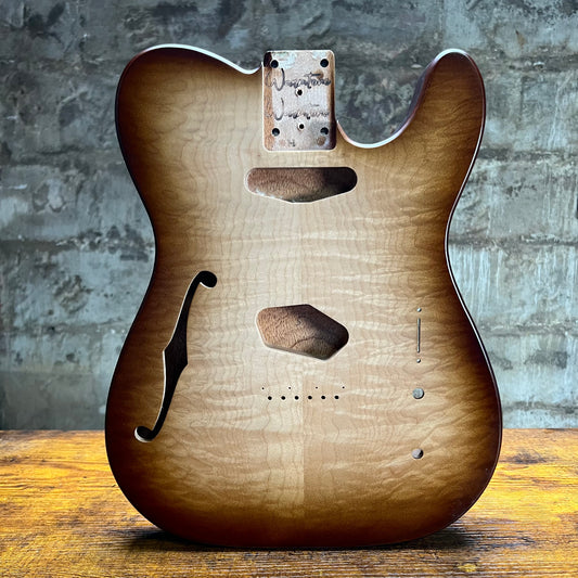 Warmtone Custom Guitars Tele Guitar Body “Brown Burst” Quilt Maple