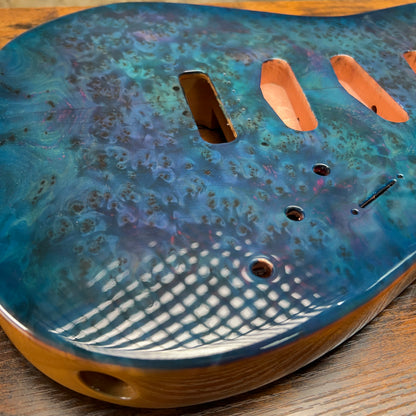 Warmtone CG SSS Strat Style Guitar Body Flamed Maple "Blue N Purple”