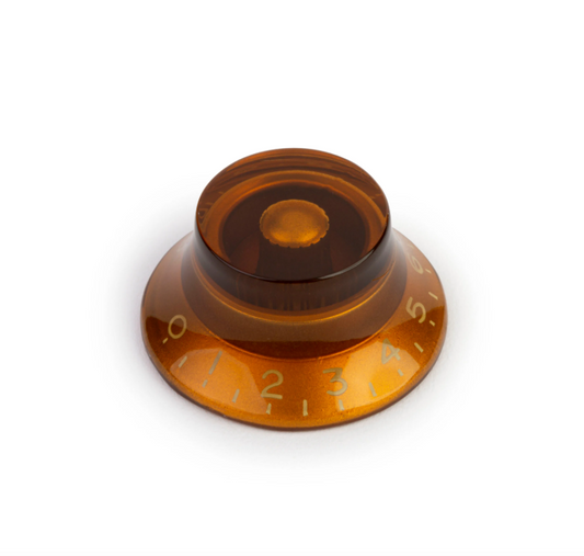 Amber Top Hat Bell Knobs Compatible with Les Paul  Split Shaft Pots 0-10