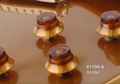 Amber Top Hat Bell Knobs Compatible with Les Paul  Split Shaft Pots 0-10