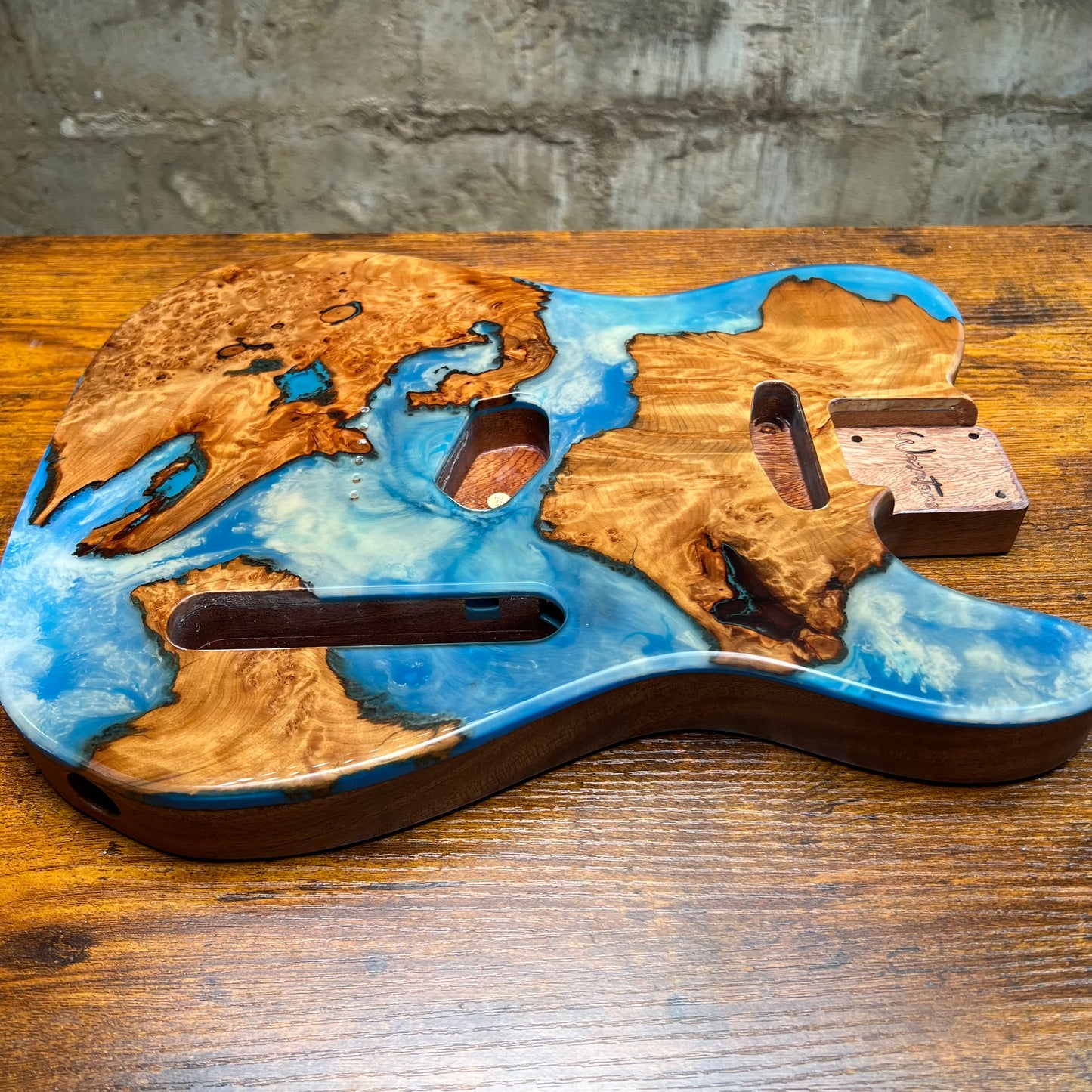 Warmtone Custom Guitars Burl Epoxy Resin Tele Body “Water” #241