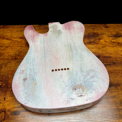 Warmtone Custom Guitars Relic Tele Style Guitar Body “Pink Winter” Nitro