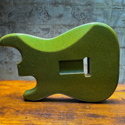 Warmtone Custom Guitars SSS Strat Guitar Body “Green Sparkle” Alder #243